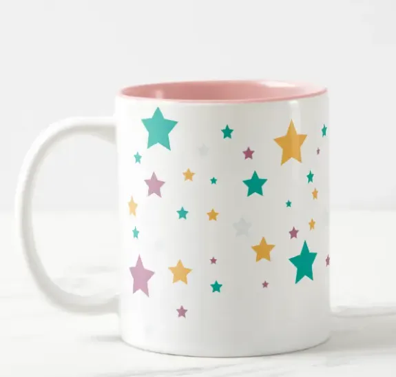 Pink Inside Outside Stars Two-Tone Coffee Mug