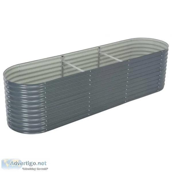 Garden Raised Bed 320x80x81 Cm Galvanised Steel Grey