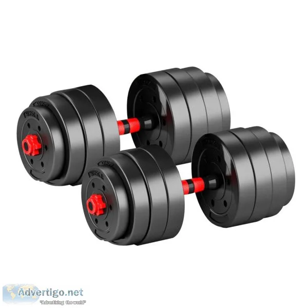 DUMBBELLS BARBELL WEIGHT SET 40KG ADJUSTABLE RUBBER HOME GYM EXE