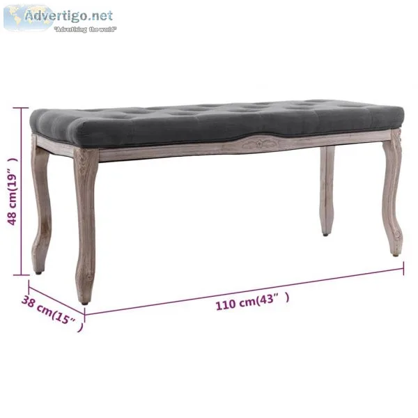 Bench Linen Solid Wood 110x38x48 Cm Grey