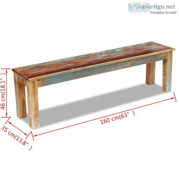 Bench Solid Reclaimed Wood 160x35x46 Cm
