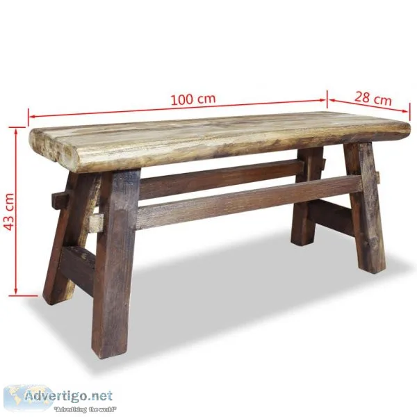 Bench Solid Reclaimed Wood 100x28x43 Cm