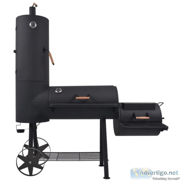 BBQ Charcoal Smoker with Bottom Shelf Black Heavy XXL