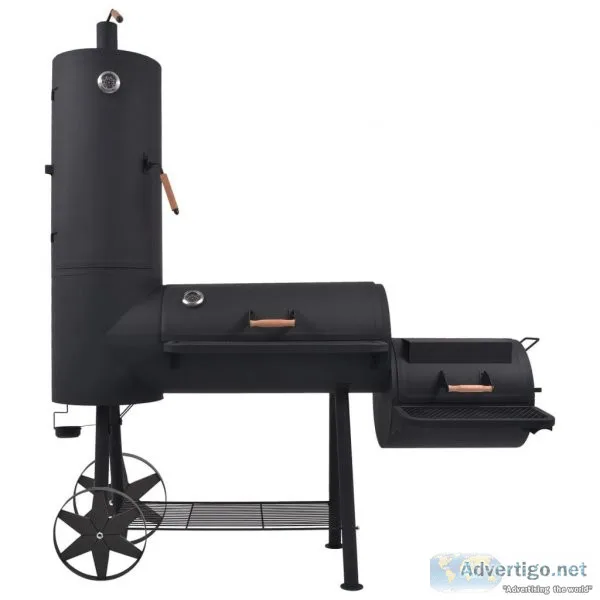 BBQ Charcoal Smoker with Bottom Shelf Black Heavy XXL