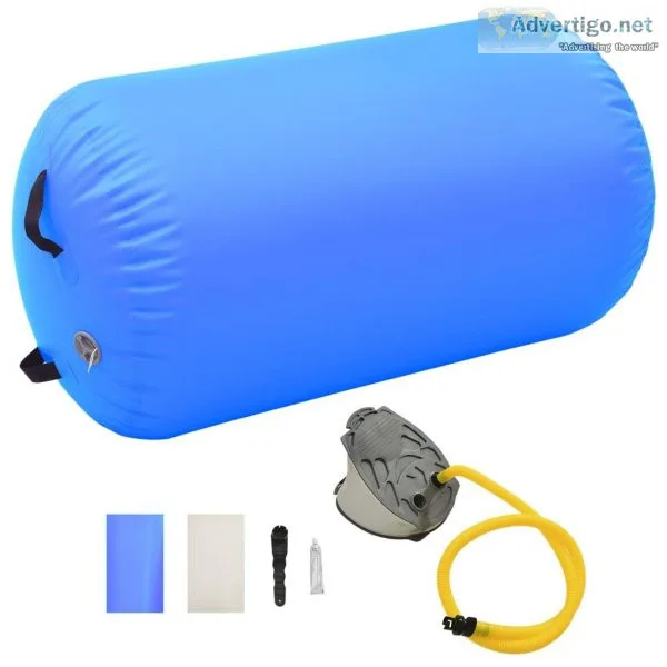 INFLATABLE GYMNASTIC ROLL WITH PUMP 100&times60 CM PVC BLUE
