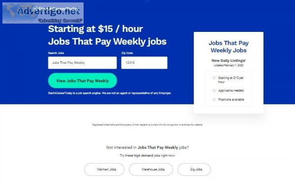 StartACareerToday - Jobs That Pay Weekly