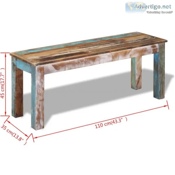 Bench Solid Reclaimed Wood 110x35x45 Cm