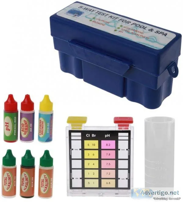 Swimming Pool 5-Way Test KitPool Spa Water Chemical Test Case Ki
