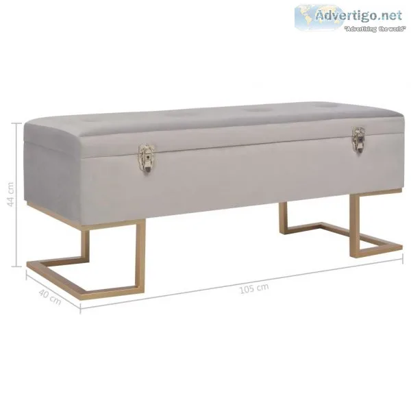 Bench With Storage Compartment 105 Cm Grey Velvet