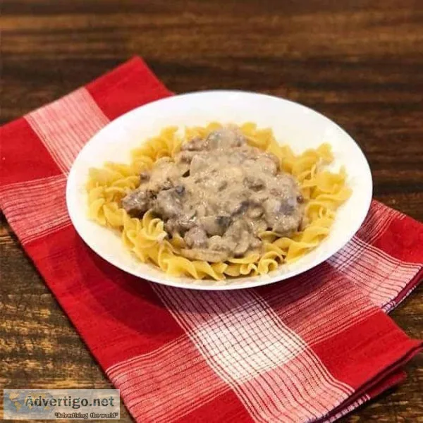 Bison Stroganoff at Adams Natural Meats