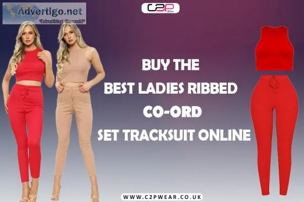 Buy The Best Ladies Ribbed Co-Ord Set Tracksuit Online