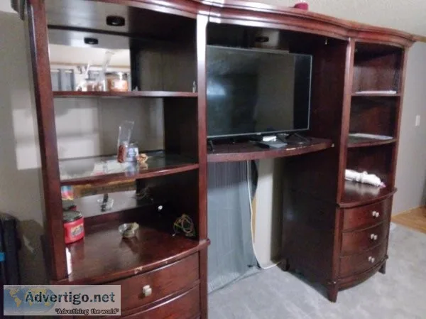 Solid Cherry Oak Entertainment Center