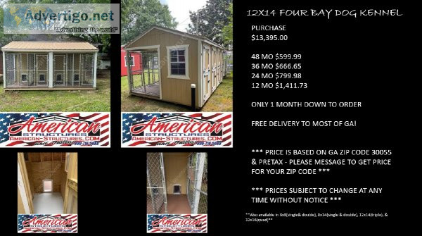 AMERICAN-STRUCTURES 12X24 FOUR BAY DOG KENNEL