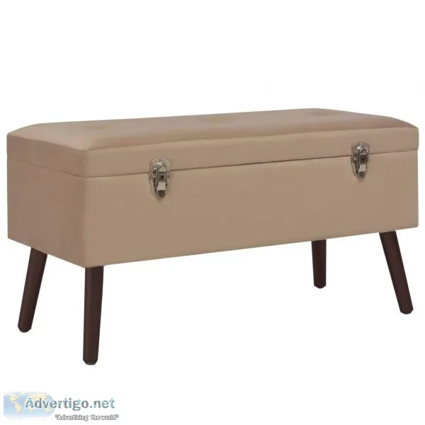Bench With Storage Compartment Beige 80 Cm Velvet