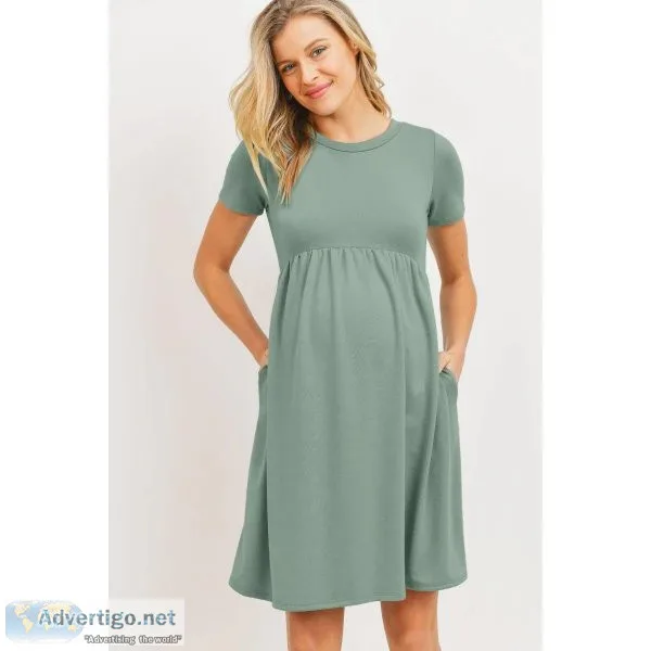Sage Babydoll Maternity T-Shirt Dress - Zimmi Maternity Boutique