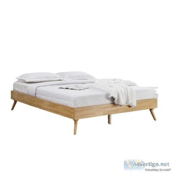 Natural Oak Ensemble Bed Frame Wooden Slat King
