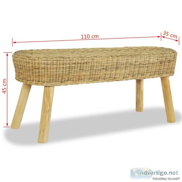 Hall Bench 110x35x45 Cm Natural Rattan