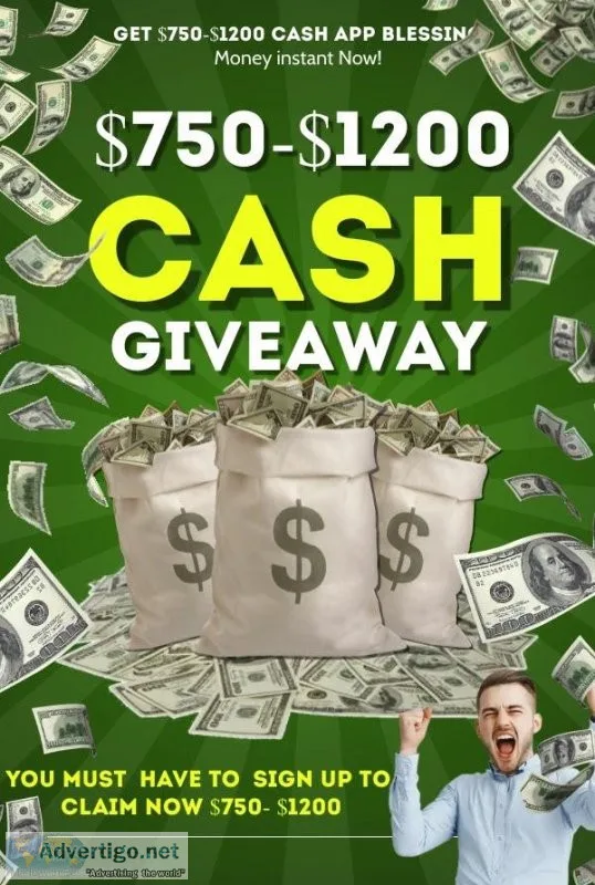 Receive 750 - 1200 Instant CashApp Giveaway