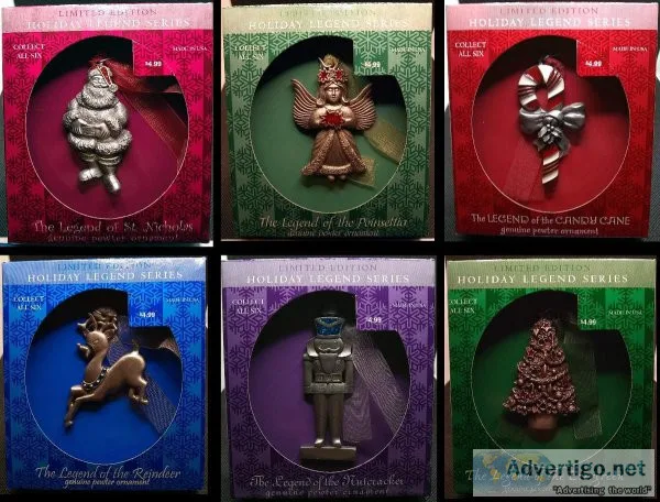 Complete Set of Six Holiday Legend Series Ornaments