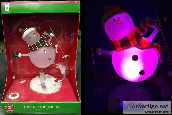 Lighted Color Changing Skiing Snowman Holiday Decoration