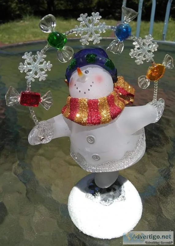 Lighted Color Changing Ice Skating Snowman Holiday Decoration
