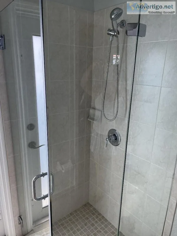 Tempered Frameless shower glass doors gold handles include