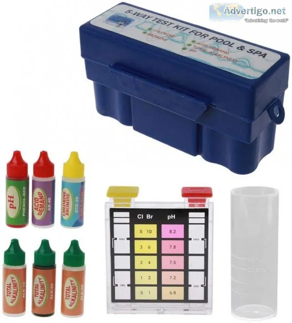 Swimming Pool 5-Way Test KitPool Spa Water Chemical Test Case Ki
