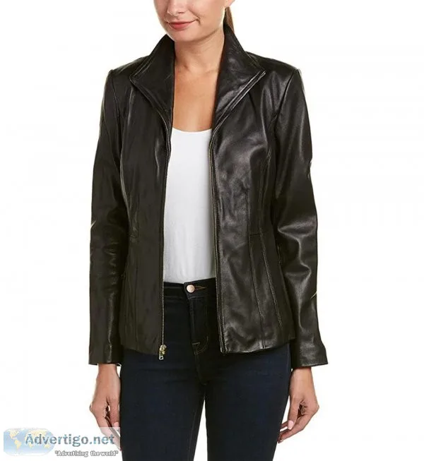 Cole Haan Women s Leather Wing Collared Jacket &ndash Zooloo Lea