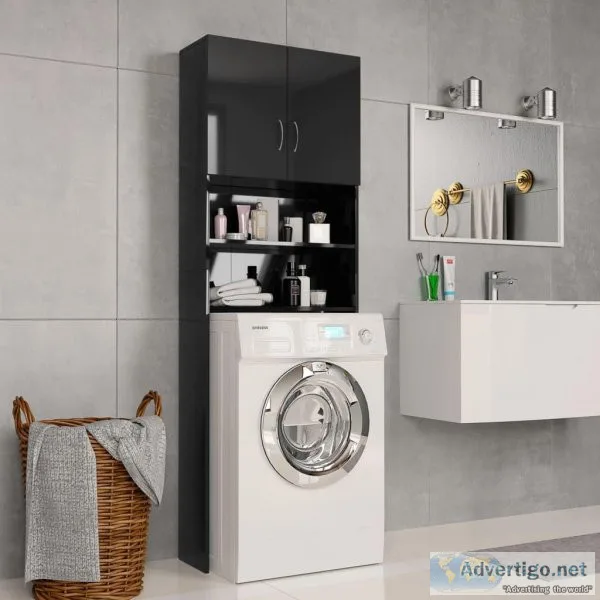 Washing Machine Cabinet High Gloss Black 64&times25.5&times 190 