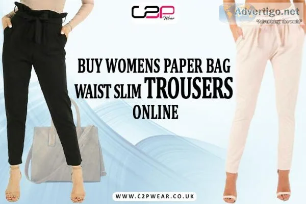 Buy Womens Paper Bag Waist Slim Trousers Online