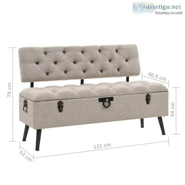 Storage Bench With Backrest 121x53x78 Cm Fabric