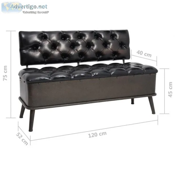 Storage Bench With Backrest Artificial Leather 120x52x75 Cm