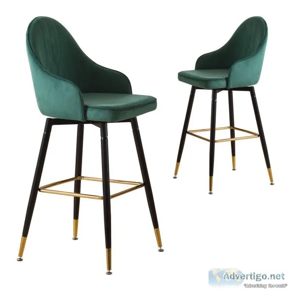 2x Bar Stools Stool Kitchen Chairs Swivel Velvet Barstools Vinta
