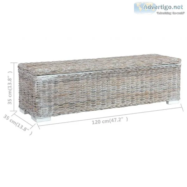 Storage Box 120 Cm White Kubu Rattan And Solid Mango Wood