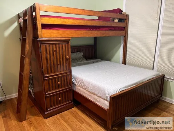 Bunk bed with book shelf and cabinet WITHOUT mattresses and box 