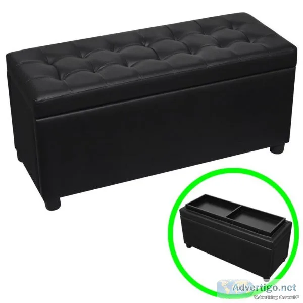 Storage Ottoman Artificial Leather Black