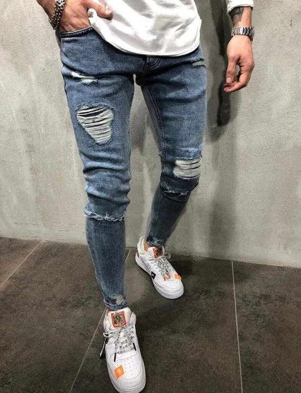 Ripped Casual Pencil Jeans