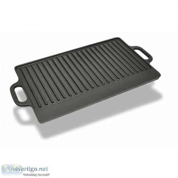 Grill BBQ Barbecue Plate Cast Iron Platter Reversible