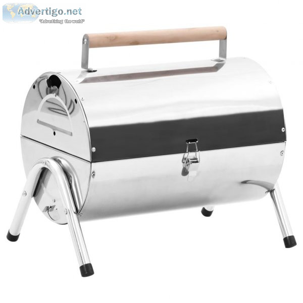 Portable Tabletop Charcoal BBQ Grill Stainless Steel Double Grid