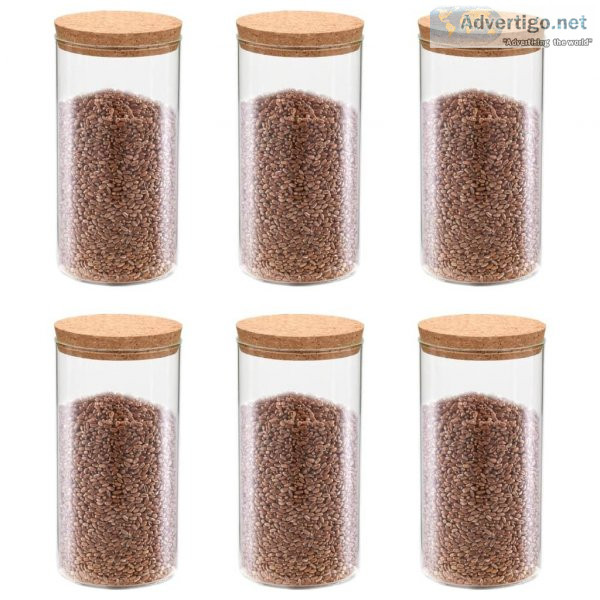 Storage Glass Jars with Cork Lid 6 pcs 1400 ml