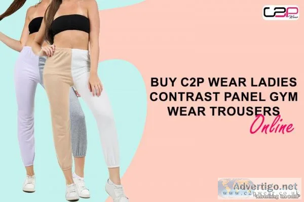 Buy C2P Wear Ladies Contrast Panel Gym Wear Trousers Online