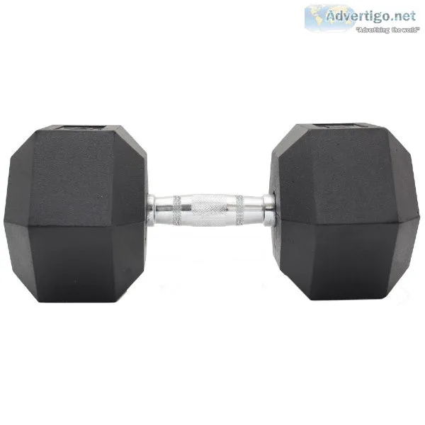 25KG COMMERCIAL RUBBER HEX DUMBBELL GYM WEIGHT