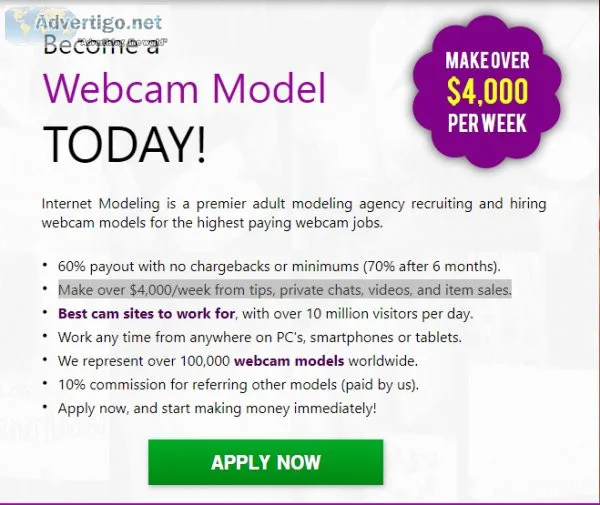 We Need Internet Models 4000 per week