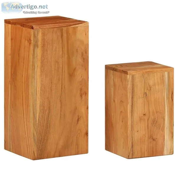 Side Tables 2 Pcs Solid Acacia Wood