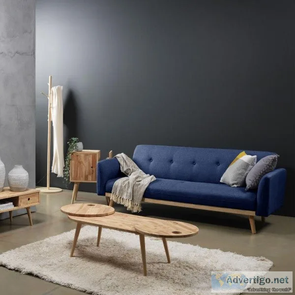 Nicholas 3-Seater Blue Foldable Sofa Bed