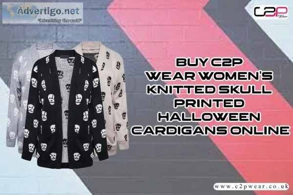 Buy C2P Wear Women s Knitted Skull Printed Halloween Cardigans O