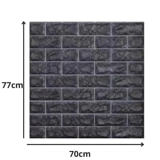 10PCS 3D Foam Black Brick Self Adhesive Home Wallpaper Panels 70
