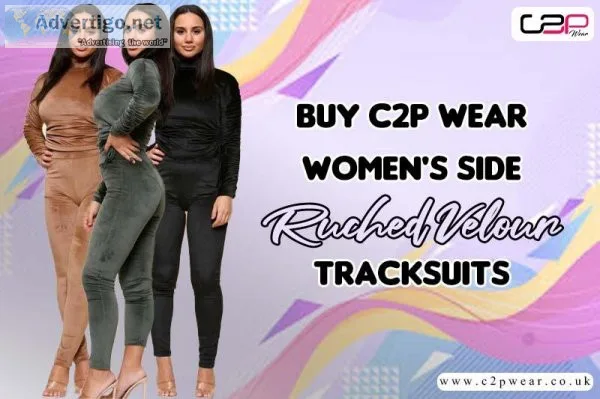 Buy C2P Wear Women s Side Ruched Velour Tracksuits Online