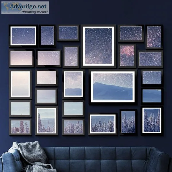 26 PCS Picture Photo Frame Wall Set Home Decor Present Gift Blac