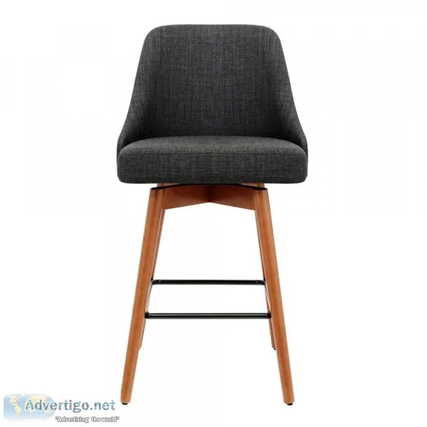 Artiss Set of 2 Wooden Fabric Bar Stools Square Footrest &ndash 